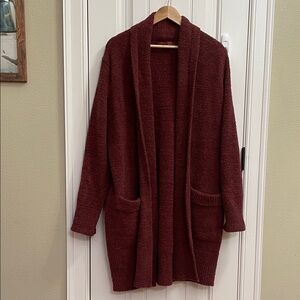 BAREFOOT DREAMS CozyChic Long Maroon Cardigan Size XL